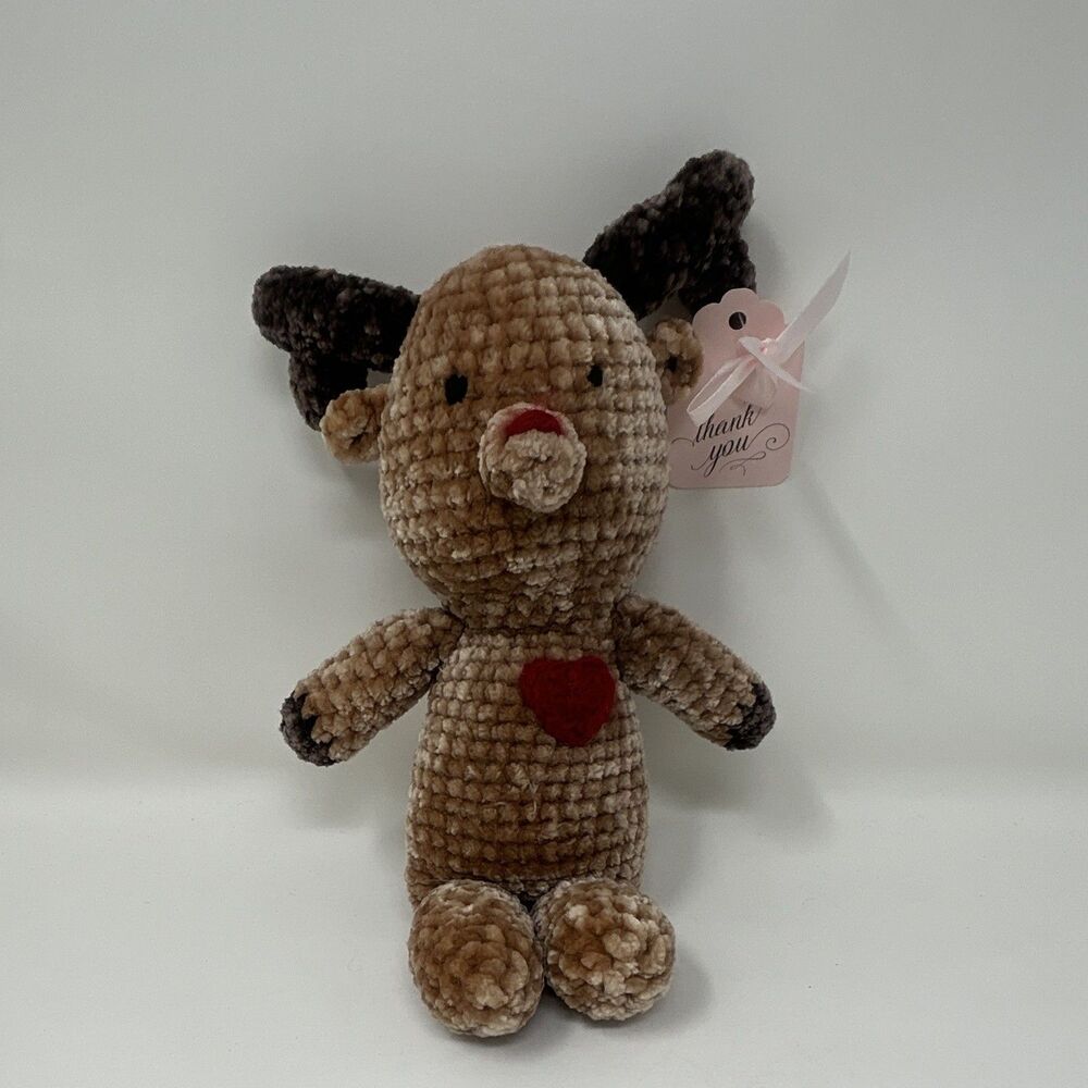 Handmade Crocheted Reindeer Plush Stuffed Animal w/ 11”